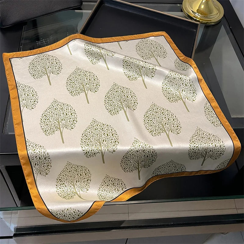 100% Mulberry Silk Lotus Floral Scarf – Women's Versatile Accessory