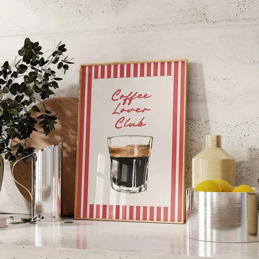 Coffee Lovers Club Vintage Canvas Wall Art Print | Home Decor Canvas Wall Art Peaceful Pleasures Health and Wellness G4568 21x30cm Unframed