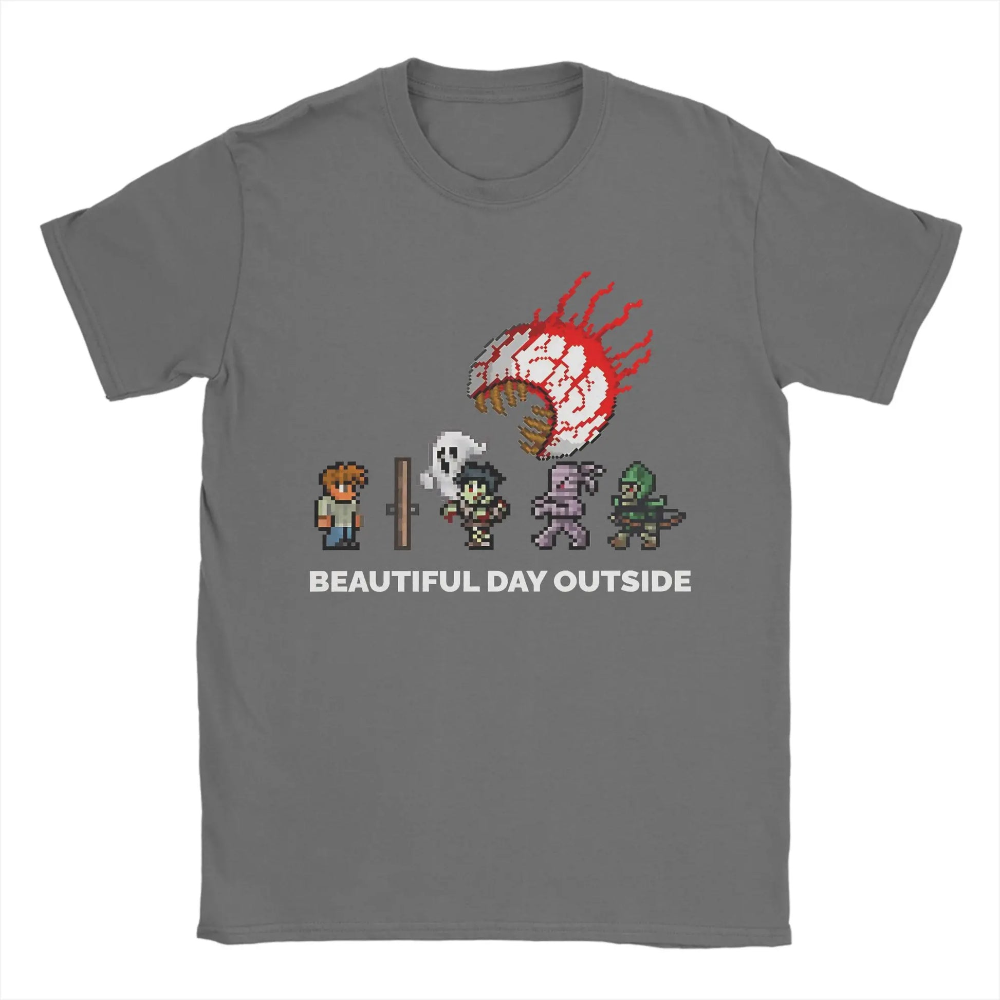 Vintage T-Shirt Summer Terraria Game Trendy Cool T-Shirts 100% Cotton Tshirt for Mens Awesome Custom Logo Short Sleeve Tees Peaceful Pleasures Health and Wellness Dark Grey XXL