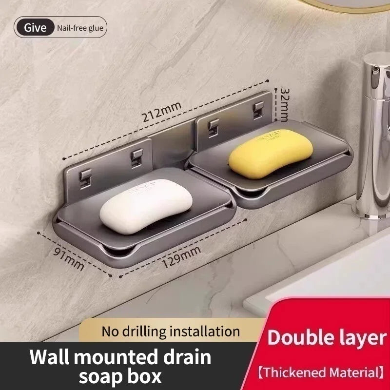 Corner No-Drill Bathroom Rack – Wall-Mounted Soap Storage Holder