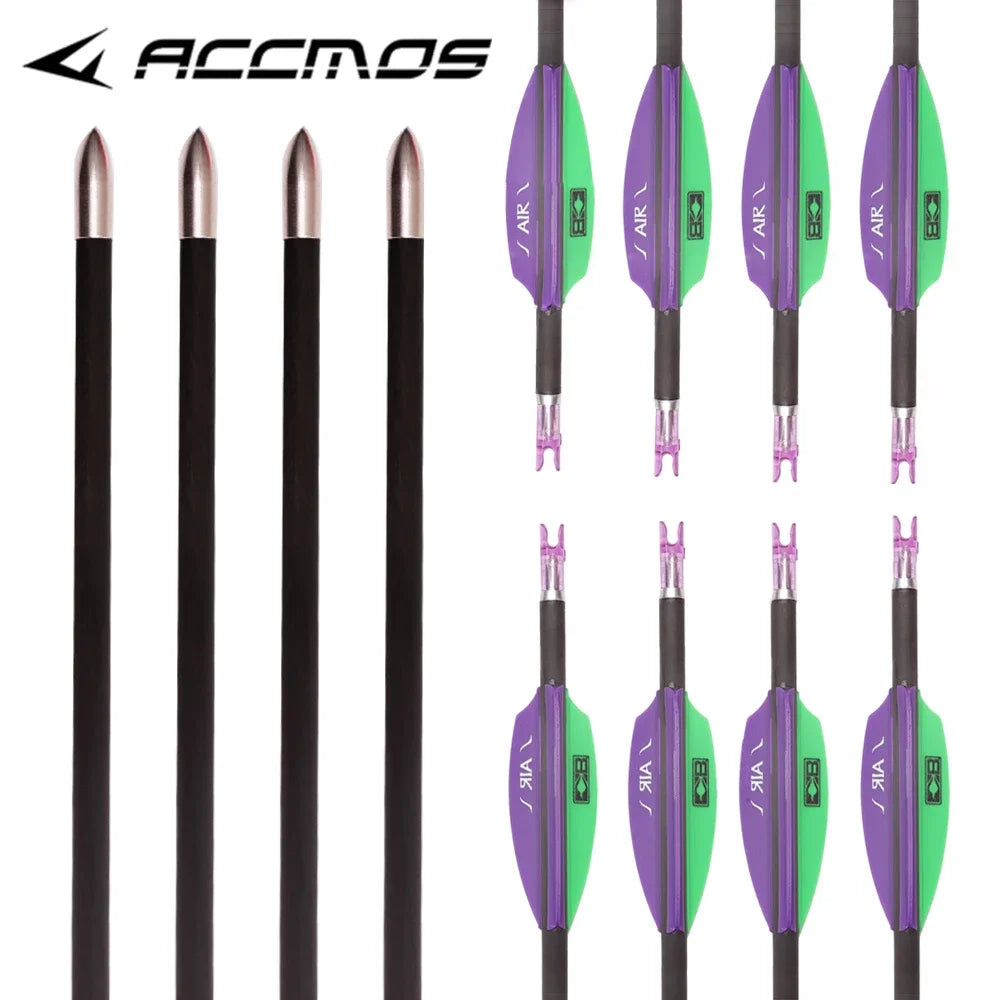 6 ID4 Arrow Spine 250-1000 Shaft Pure Carbon Archery AIR Feathers