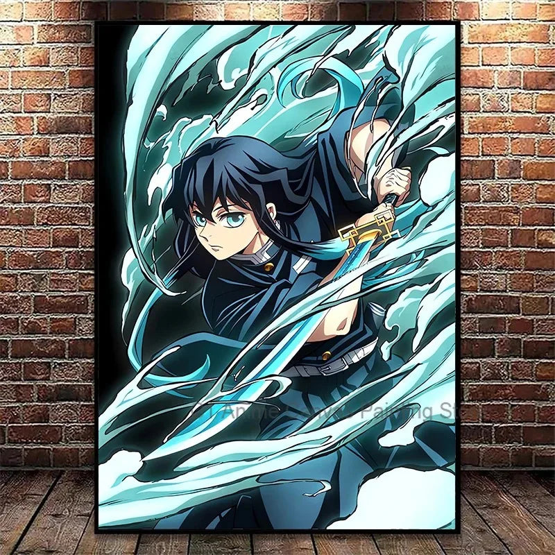 Japanese Anime Demon Slayer Wall Art Poster Nezuko and Tanjiro Home Decor Prints Living Room Bedroom Canvas Painting Mural Gifts Peaceful Pleasures Health and Wellness C1-99-8 50x70cm