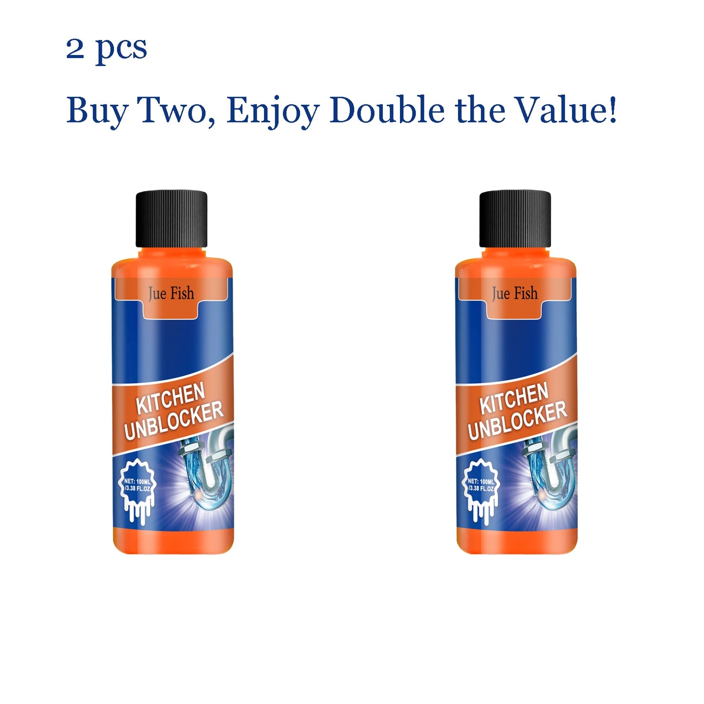 Jue-Fish 100ml Powerful Drain Unblocker | Sink, Pipe & Toilet