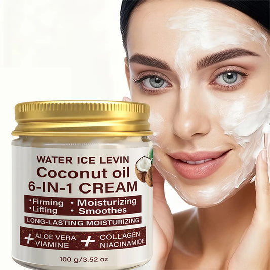 Coconut Oil 6-in-1 Face Cream | Collagen & Aloe Vera 100g Face Moisturizer Cream Peaceful Pleasures Health and Wellness