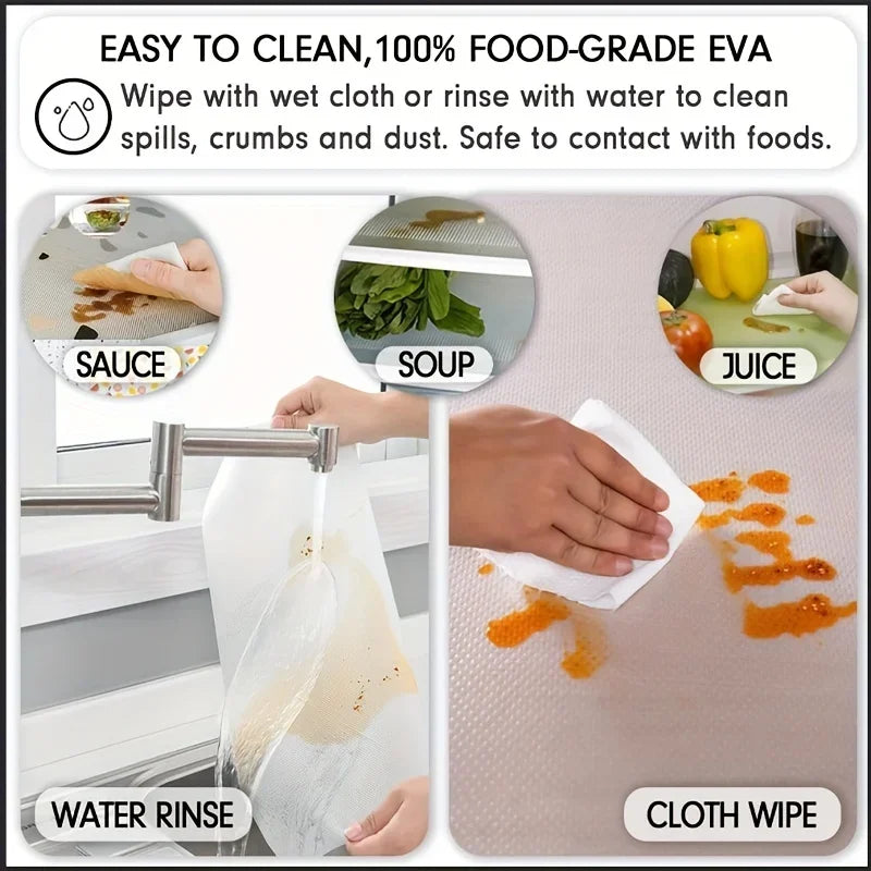 4-Pack EVA Fridge Liner Mats – Washable, Non-Slip, BPA-Free