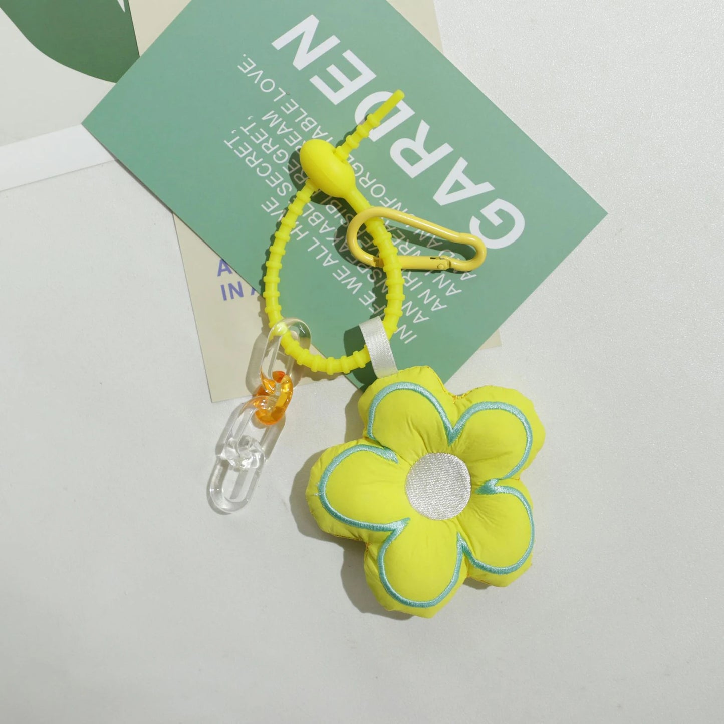 Flower-shaped Keychain Pendant Cartoon Model Pendant for Holidays Birthdays Present Peaceful Pleasures Health and Wellness yellow