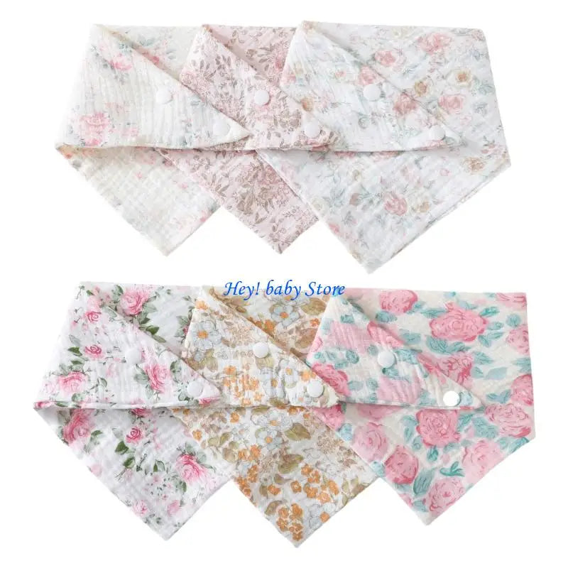 6-Pack Muslin Cotton Baby Bibs – Soft Drool & Feeding Bibs
