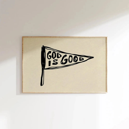 "God Is Good" Christian Minimalist Canvas Wall Art Print Canvas Wall Art Peaceful Pleasures Health and Wellness G3971 40x50cm Metal Framed
