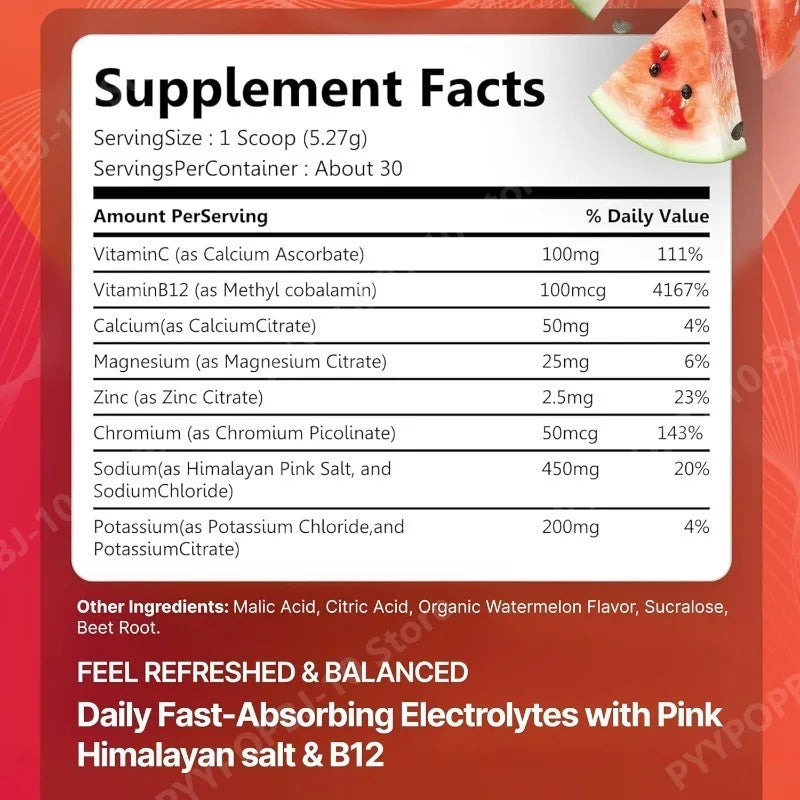 Sugar-Free Watermelon Electrolyte Mix | Na K Mg Ca Travel Jar