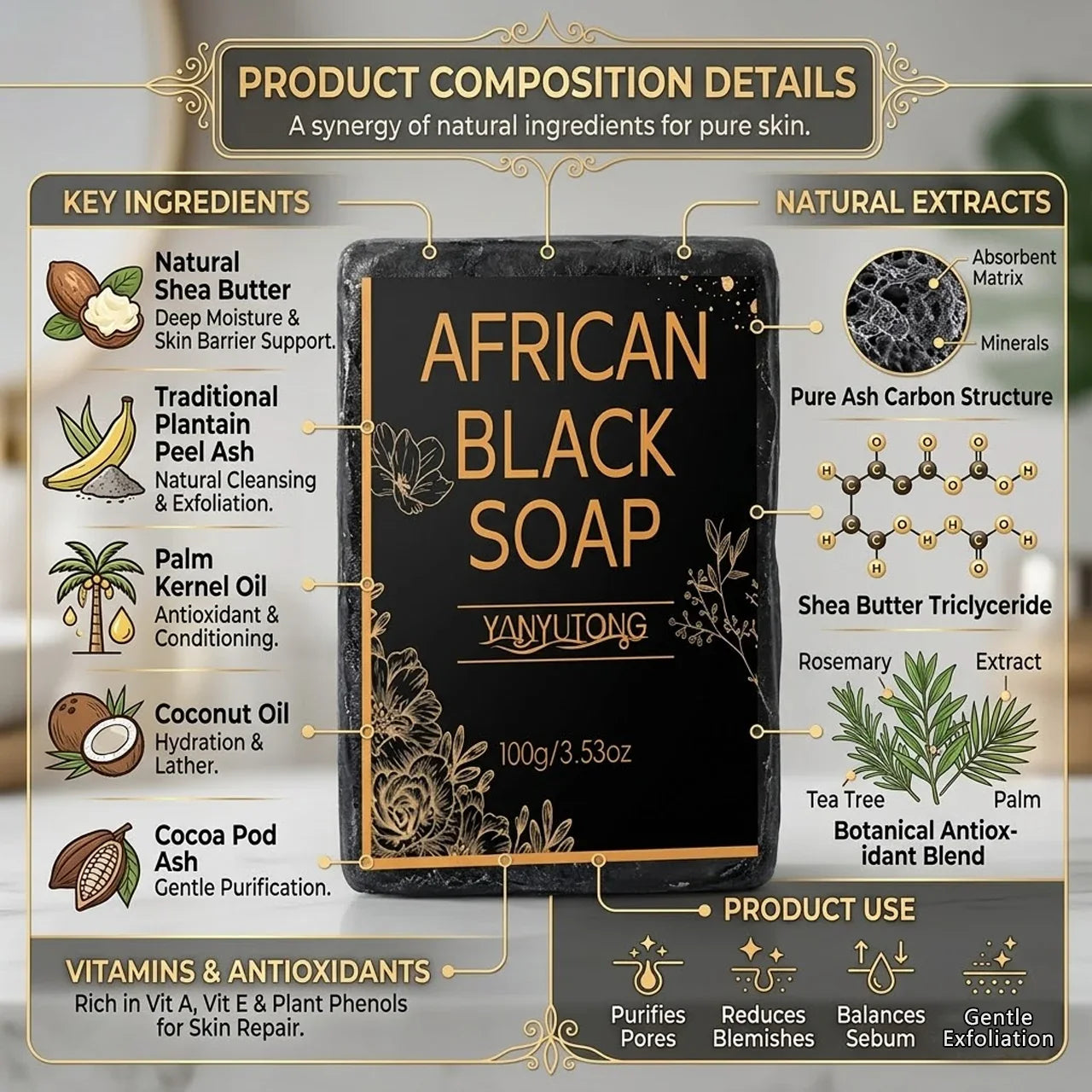 African Black Soap with Shea Butter – Deep Cleansing & Hydrating