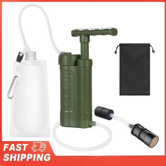 Portable Outdoor Emergency Survival Gear Water Purifier Pump Peaceful Pleasures Health and Wellness