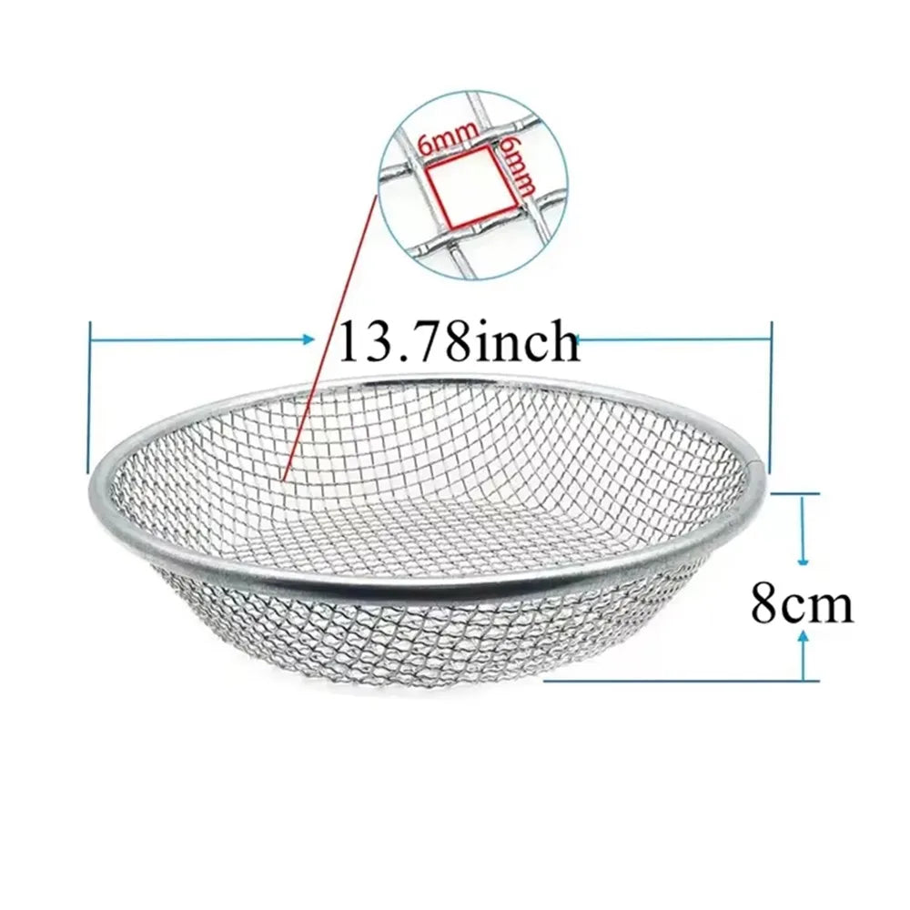 13.78" Stainless Steel Round Soil Sifter | Dual Mesh Garden Sieve