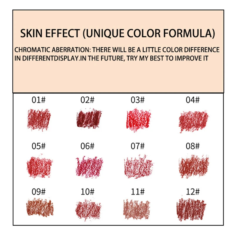 12pcs Matte Lipstick Lip Liner Set, 12 colors, nude, velvet, matte, soft mist, long-lasting, 0.8g*12 Peaceful Pleasures Health and Wellness