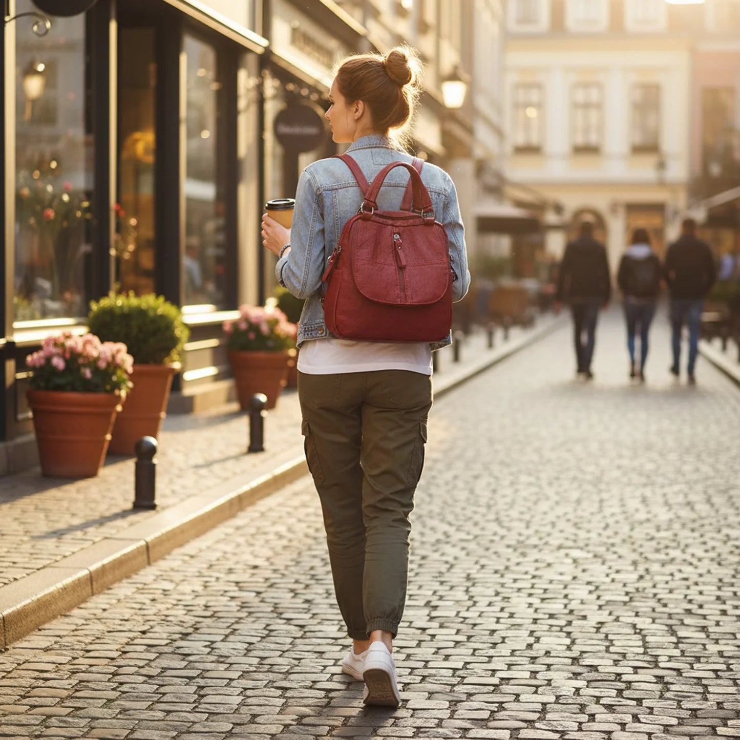 Women's Backpack Daily Commute School Travel Soft PU Leather Multiway Shoulder Bag Versatile Retro Chic Fashionable Peaceful Pleasures Health and Wellness