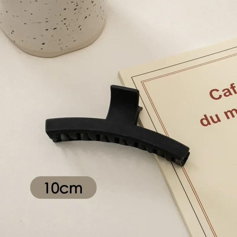Women Elegant Black Geometric Plastic Hair Claw Lady Sweet Long