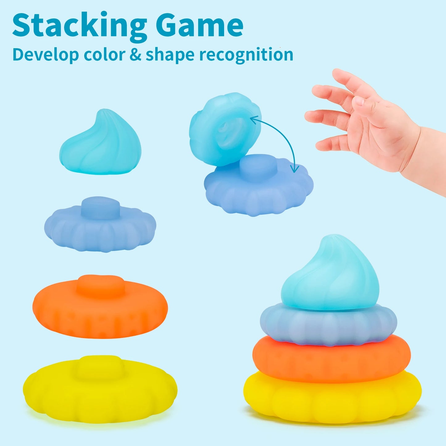 Ice Cream Shape Stacking Puzzle Toys Musical Stack Up Blocks Game