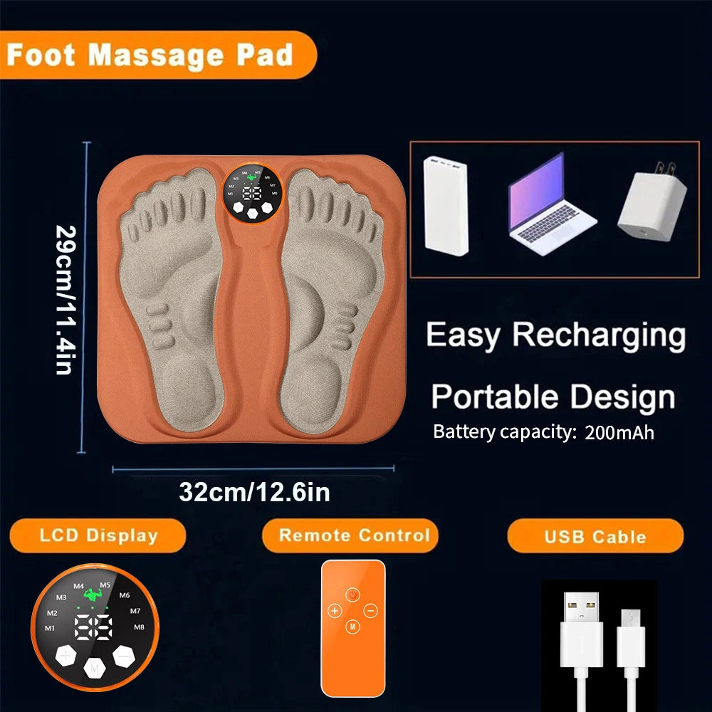 3D Smart Foot Massage Pad RF Remote Feet Massager 8 Modes 29 Levels Improve Blood Circulation Relax Muscles Slim Legs Foot Pad Peaceful Pleasures Health and Wellness