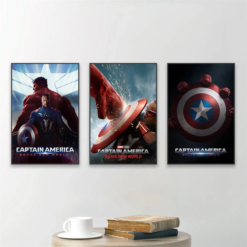 Captain America Poster Superhero Wall Art Brave New World Movie Print Modern Canvas Painting Home Bedroom Wall Decor Peaceful Pleasures Health and Wellness