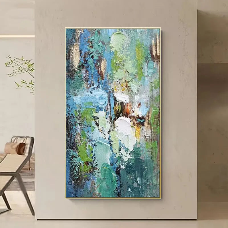 Green Abstract Handmade Oil Painting, Modern Simplicity Mural, Pure Handmade, Living Room, Thick Texture, Decorative Paintin Peaceful Pleasures Health and Wellness