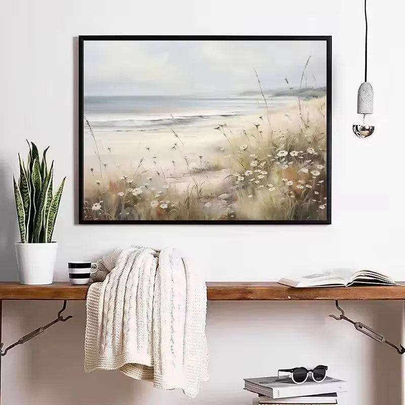 Pastel Coastal Beach Seascape Canvas Wall Art | Sailboat Print Canvas Wall Art Peaceful Pleasures Health and Wellness