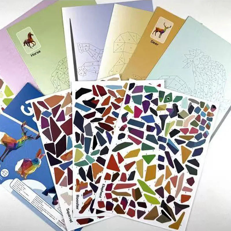 6 Theme DIY Creative 3D Puzzle Art Digital Sticker Animal Cognitive