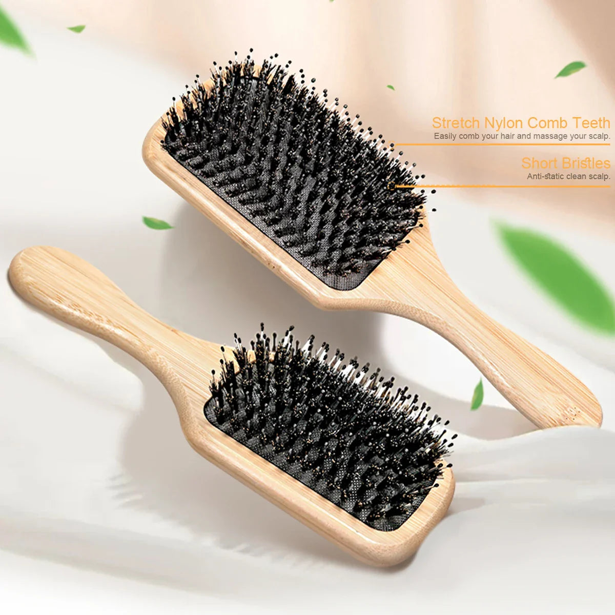 Bamboo Air Cushion Hair Brush – Natural Bristle Detangler