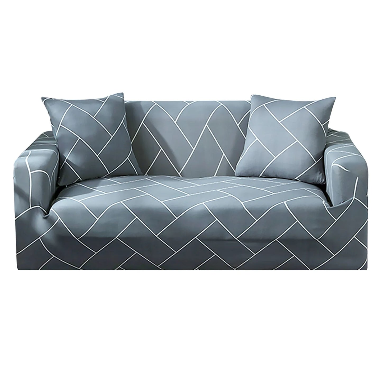 1/2/3/4 Seater Silk Cool Sofa Cover for Living Room L Shap Coner Couh Cover Spandex Extenble Furniture Protector From Cat Dog Peaceful Pleasures Health and Wellness Gray grid 2-Seat 145-185cm