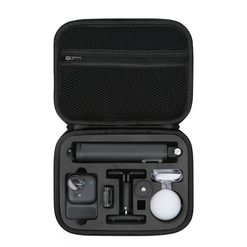 For Insta360 GO Ultra Camera Storage Bag Anti-Pressure And Anti-Shock Storage Bag Black/Gray PU + EVA Organizer Bag Peaceful Pleasures Health and Wellness Black