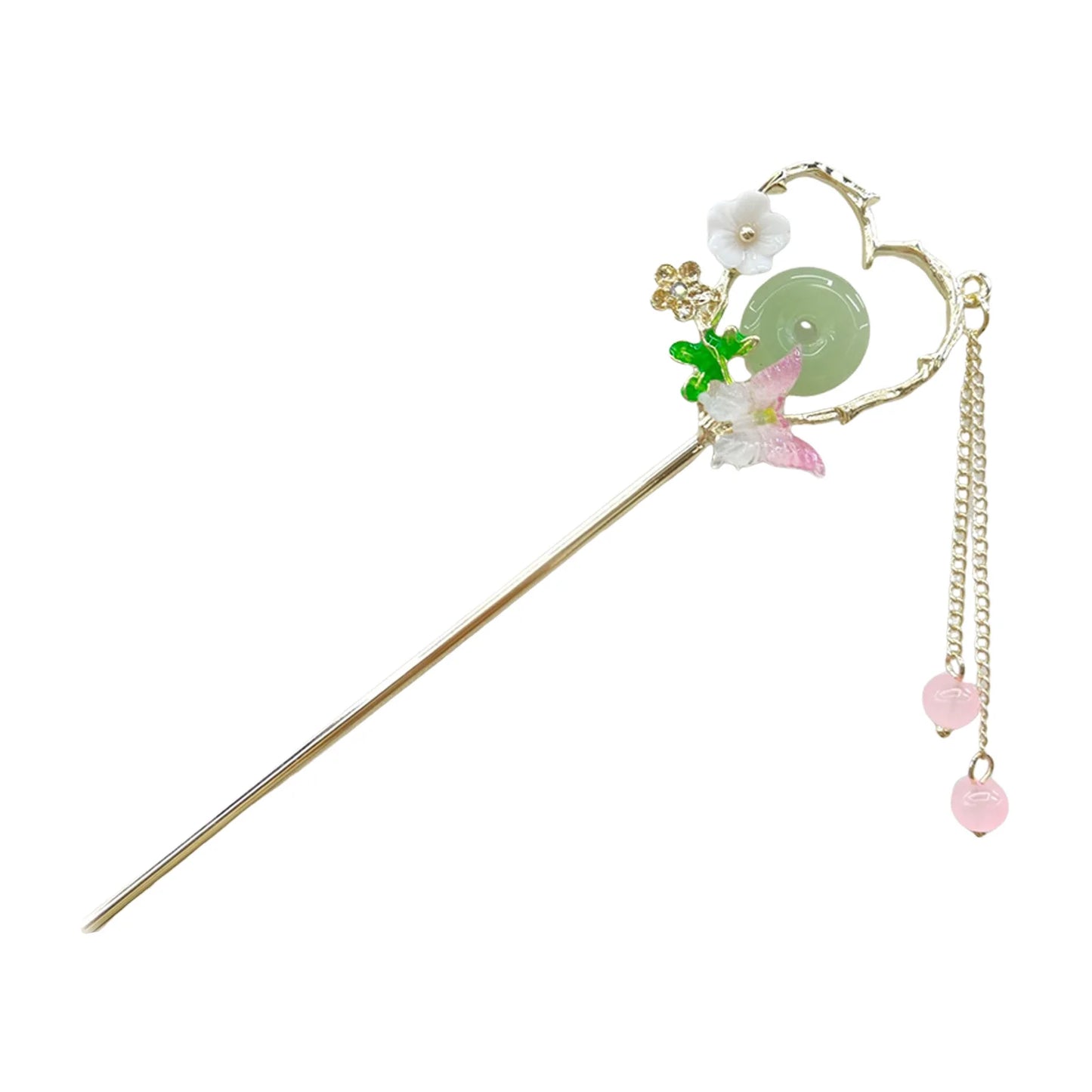 Chinese Style Hair Stick with Flower Decor Retro Floral Design Headwear with Tassel for Friends Girlfriend Wife Novel Gift Peaceful Pleasures Health and Wellness Model 12
