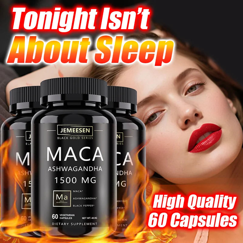 JEMEESEN - Male Enhancing Supplement - 500 mg Ashwagandha 1000 mg Maca Root - Stamina & Energy, Men's Overall Quality Peaceful Pleasures Health and Wellness