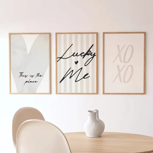 3-Piece Beige Pinstripe Neutral Canvas Wall Art Set | Home Decor Canvas Wall Art Set Peaceful Pleasures Health and Wellness G4649-3pcs 30x40cm Wood Framed