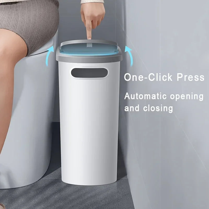 10L Silent Slim Bathroom Trash Can | Space-Saving Gap Bin