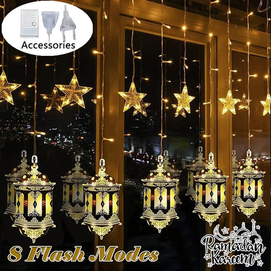 USB LED Moon & Star Curtain Lights | 8 Modes & Timer LED Curtain Lights Peaceful Pleasures Health and Wellness