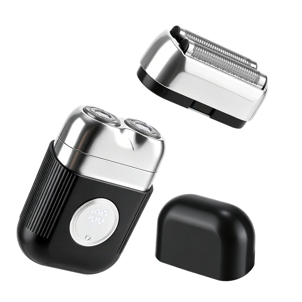 Men Electric Shaver Foil Razor Triple Floating Blades 9000 Rpm High Speed Motor Wet/Dry Travel Reciprocating Facial Hair Trimmer Peaceful Pleasures Health and Wellness black