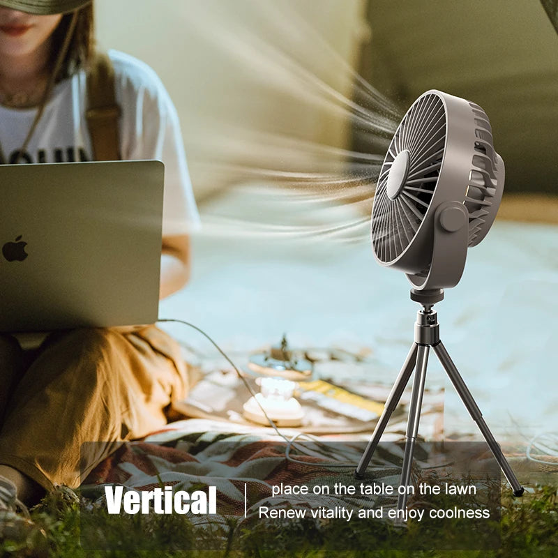Chargeable Tripod Stand Desk Air Cooling Blower Rotation Camping Ceiling Fan With Night Light Outdoor USB Conditioning Cooler Peaceful Pleasures Health and Wellness