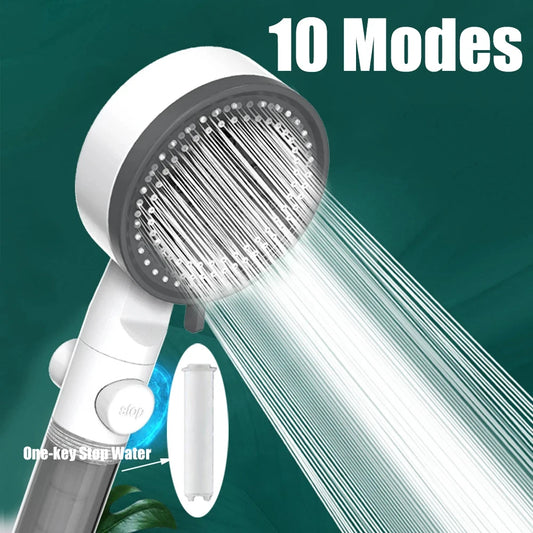 10-Spray High-Pressure Water-Saving Handheld Shower Head Handheld Shower Head Peaceful Pleasures Health and Wellness