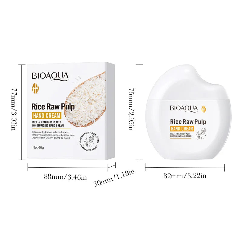 Travel Size Rice Raw Serum Hand Cream 60g - Deep Moisturizing, Skin Texture Improving, Daily Hydrating Care for Dry Rough Hands Peaceful Pleasures Health and Wellness