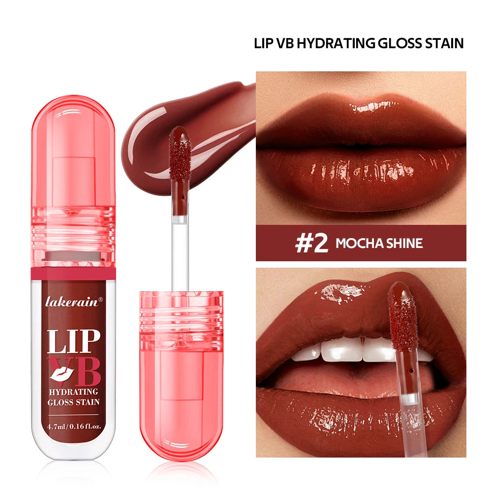 Lip Stain Lip IV Hydrating Glossy Lip Stain with 12HR Hydration Long-Lasting Nourish Rose Lips Hydra Glossy Wetness Makeup Peaceful Pleasures Health and Wellness 2Mocha Shine