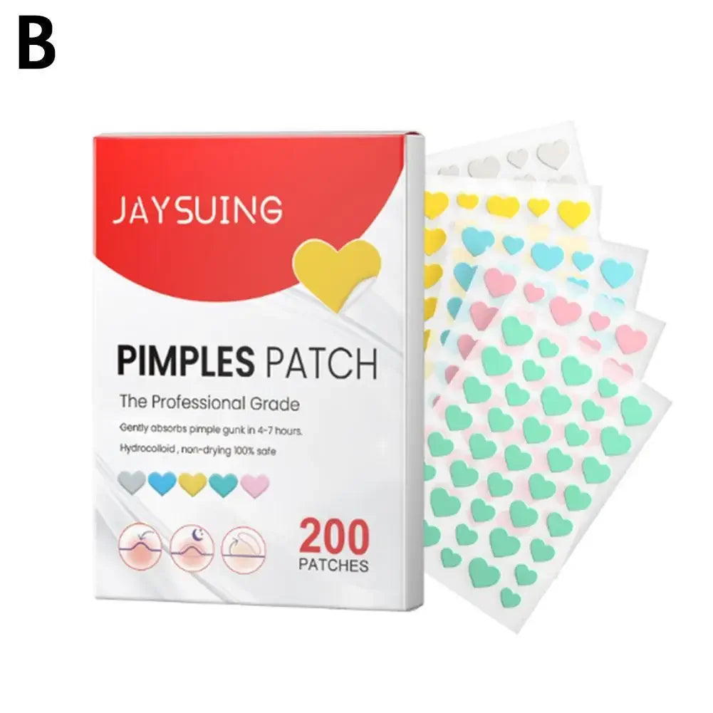 200pcs Hydrocolloid Acne Patch Facial Skin Care Repair Fade Blemishes Pimple Zots Closed Acne Blemishes Cover Acne Pimple Patch Peaceful Pleasures Health and Wellness 200pcs-heart