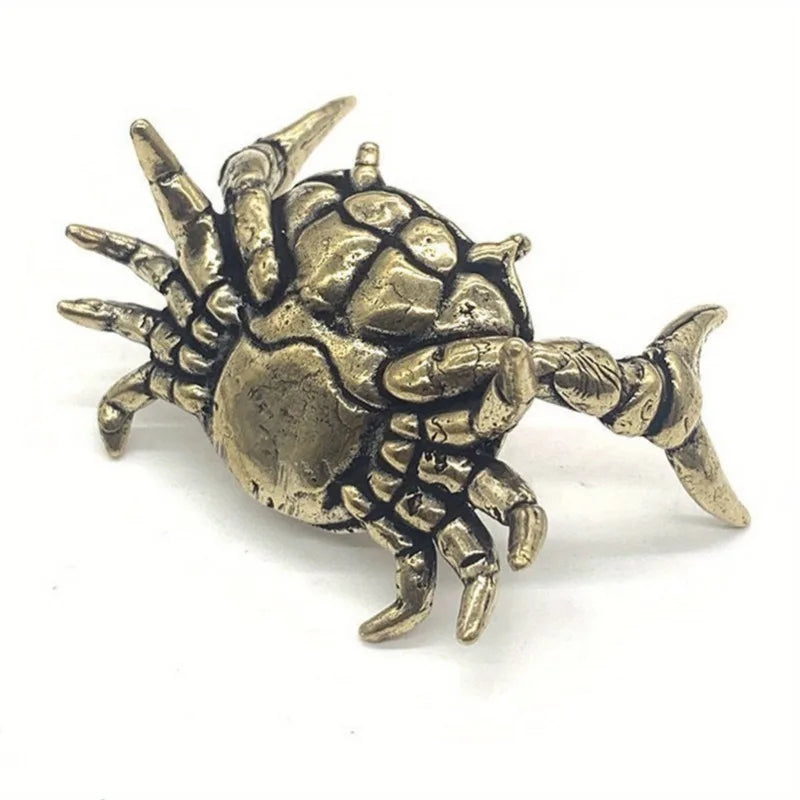 Pure Brass Crab Figurine | Metal Animal Statue Home Decor