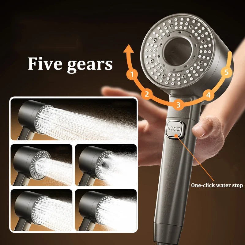 5-Speed Filtered Handheld Shower Head Set – Water Saving