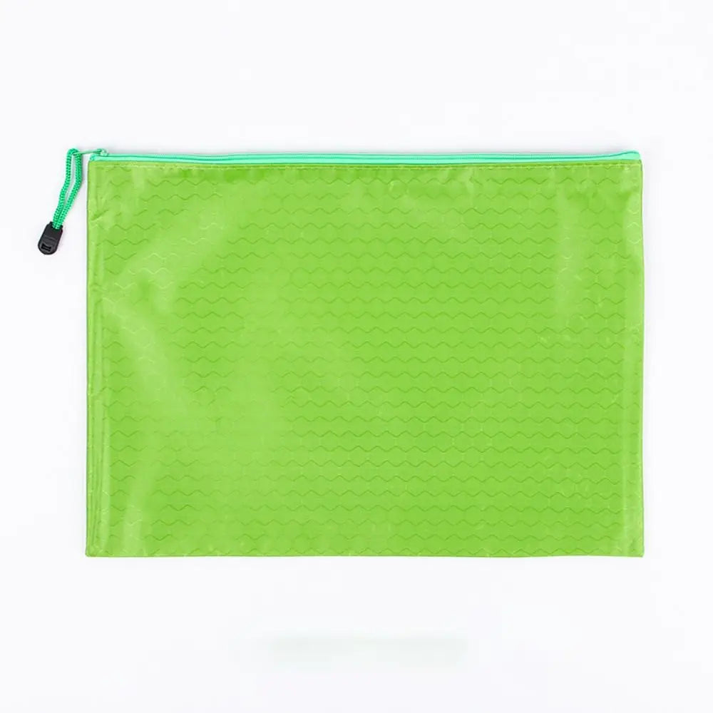 Color A4 Zipper File Bag Portable Waterproof Stationery Storage Mesh Bag Large Capacity Oxford Cloth File Folder Data Storage Peaceful Pleasures Health and Wellness green
