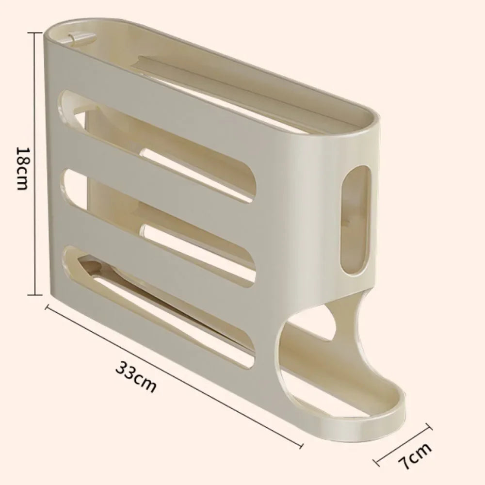 4-Layer Automatic Rolling Egg Holder Rack | Fridge Egg Dispenser & Refrigerator Organizer