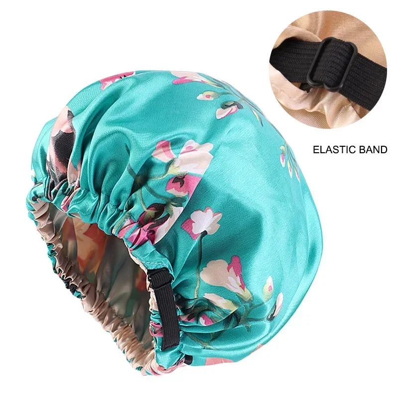 Double Layer Satin Sleep Bonnet | Adjustable Night Cap