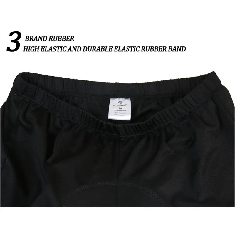 X-Tiger Men's 5D Gel Pad Cycling Shorts – Breathable, Quick Dry