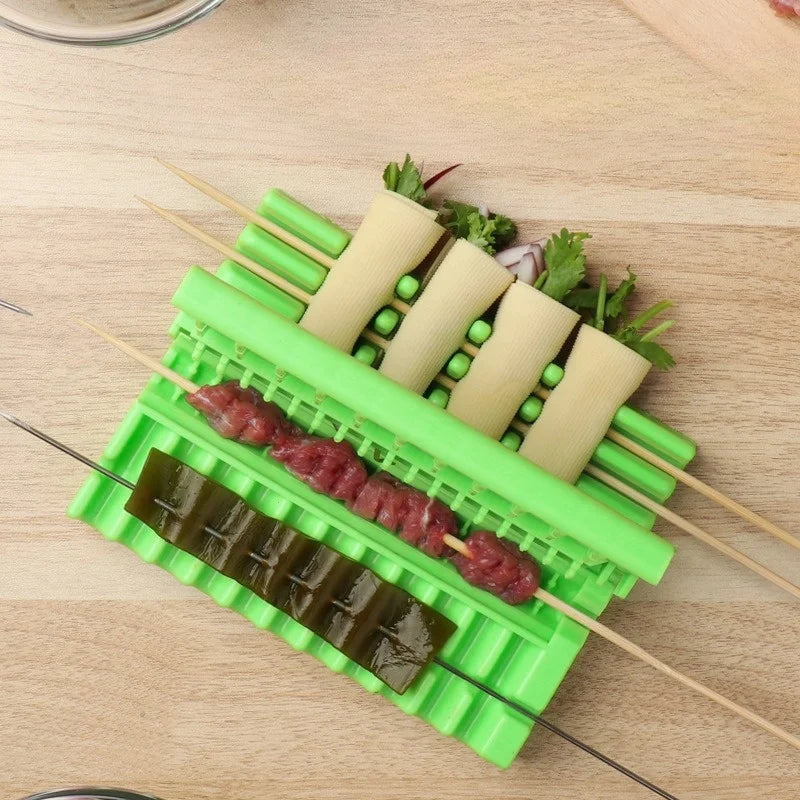 Reusable Single Row Kebab Maker BBQ Meat Skewer Machine Kebab Press Maker Plastic BBQ Skewer Maker Kebab Preparation BBQ Tool Peaceful Pleasures Health and Wellness