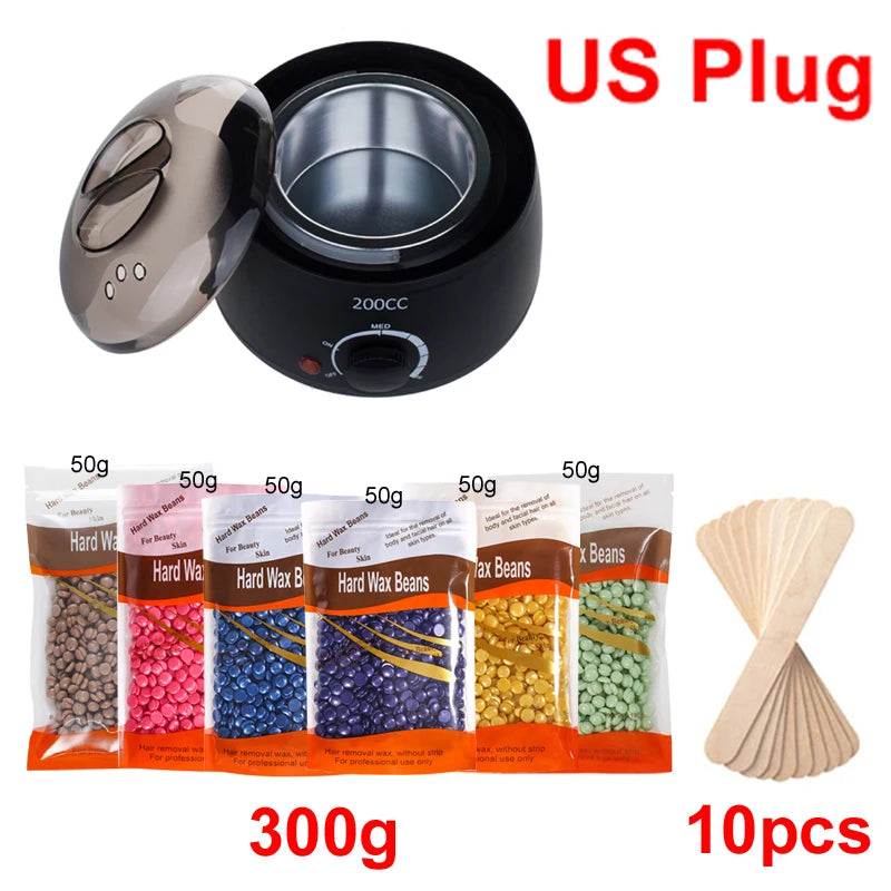 2026 200ML Hair Removal Tool Warmer Wax Heater Hands Feet Epilator Depilatory Paraffin Wax Machine Kit/Wax Beans/Wax Heater Peaceful Pleasures Health and Wellness 035-B-US-300g