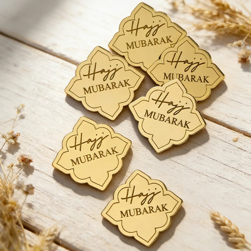 10pcs Hajj Mubarak Acrylic Cupcake Toppers | Eid Ramadan Decor