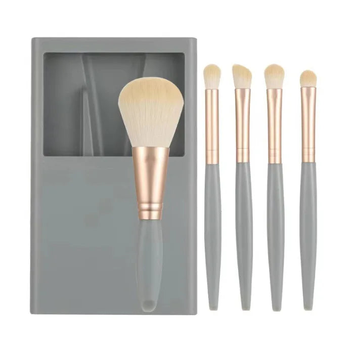 5Pcs Portable Makeup Brush Set with Mirror - Foldable Travel Kit ，Mini Makeup Brush Set Travel Makeup Brush Set Peaceful Pleasures Health and Wellness