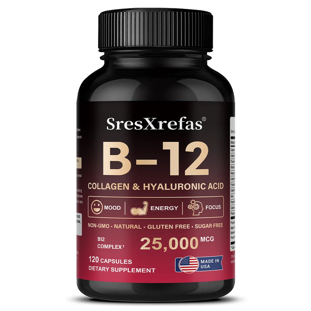 Vitamin B12 with Collagen & Hyaluronic Acid | Energy & Mood Support